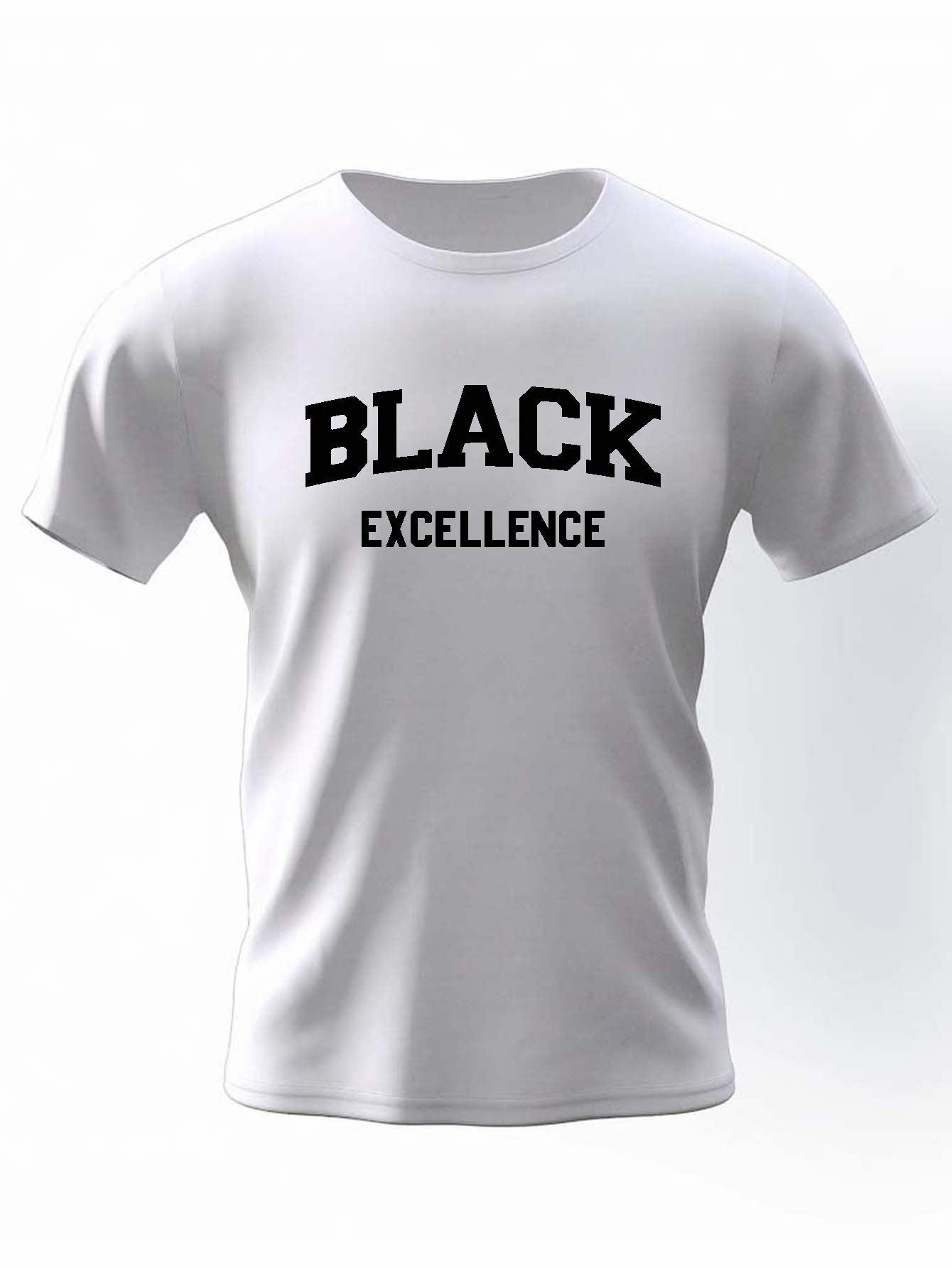 Men's Fashion Tees, Plus Size "Black Excellence" Graphic Print T Shirt Short-sleeve Tops For Summer, Men Clothing