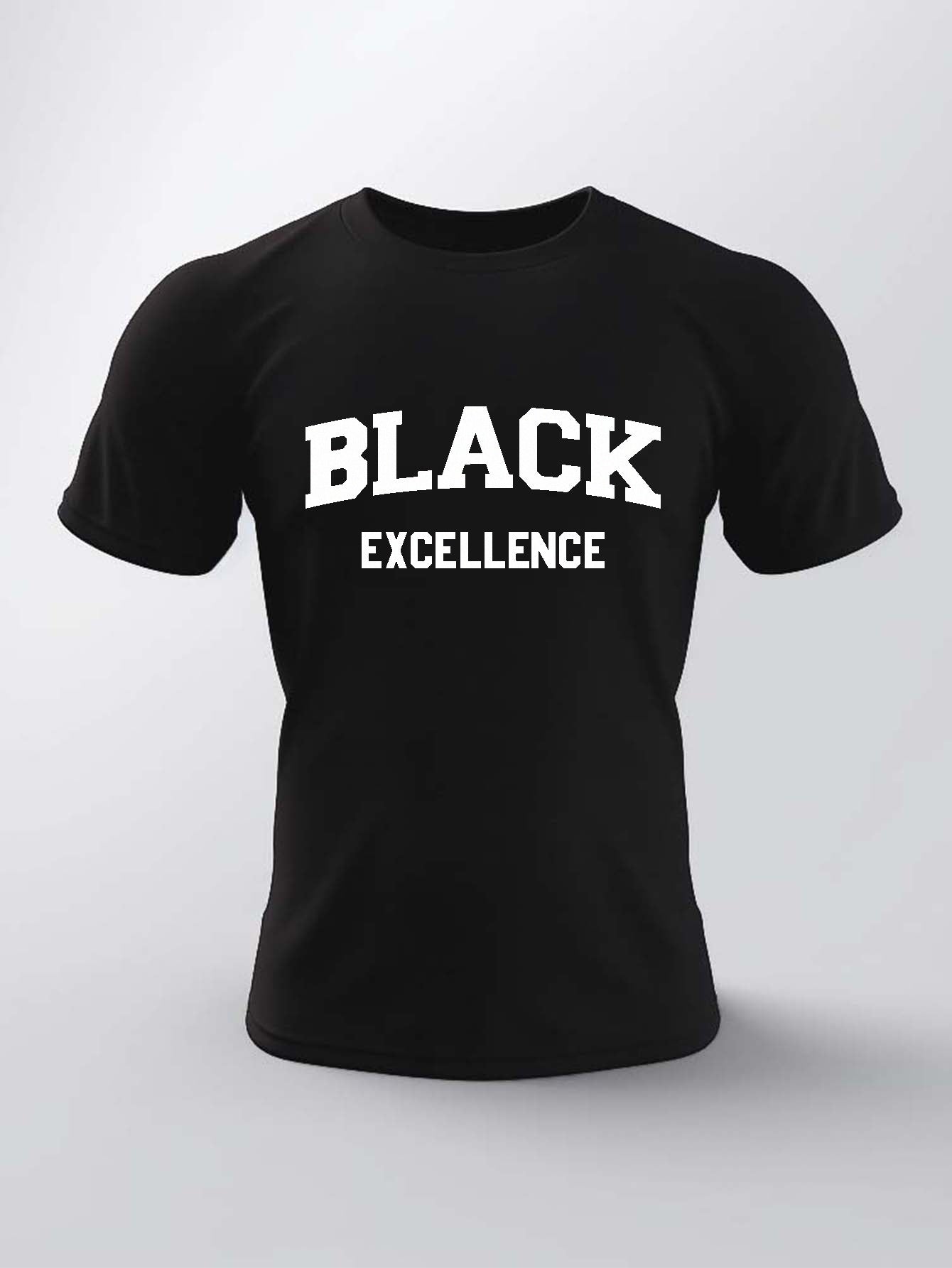 Men's Fashion Tees, Plus Size "Black Excellence" Graphic Print T Shirt Short-sleeve Tops For Summer, Men Clothing