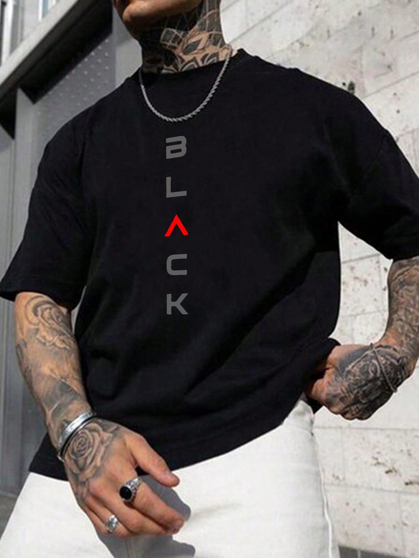 "Black" Letter Printed Round Neck Casual Comfy T-Shirt For Work And Leisure