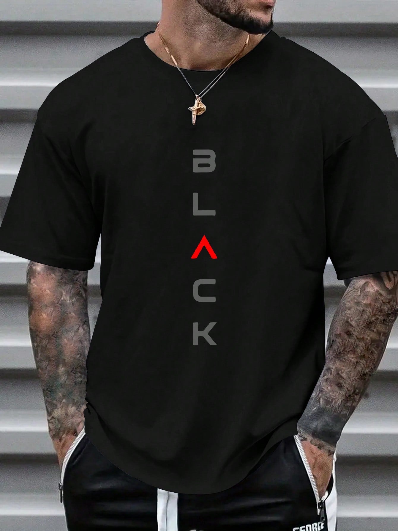 "Black" Letter Printed Round Neck Casual Comfy T-Shirt For Work And Leisure