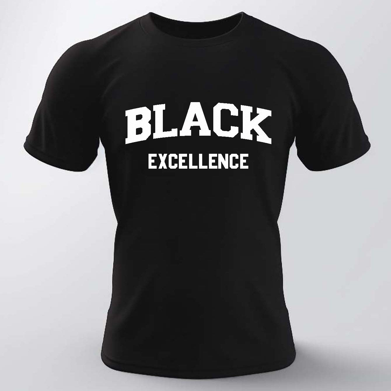 Men's Fashion Tees, Plus Size "Black Excellence" Graphic Print T Shirt Short-sleeve Tops For Summer, Men Clothing