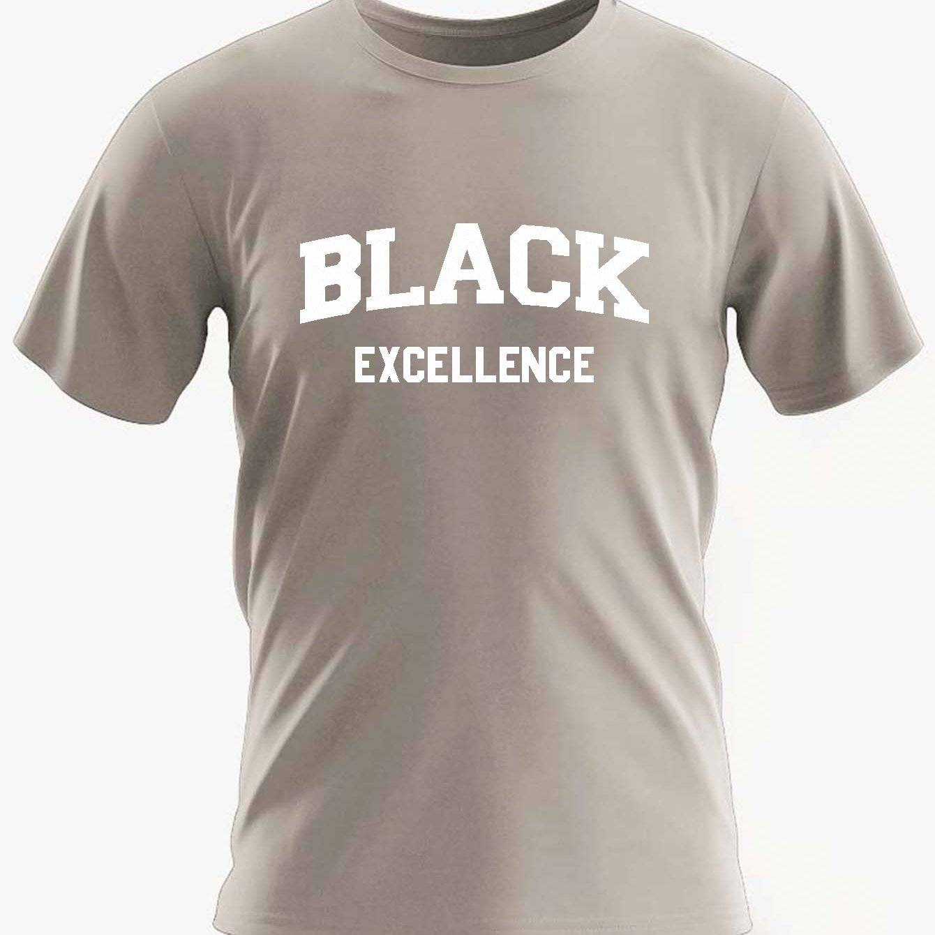 Men's Fashion Tees, Plus Size "Black Excellence" Graphic Print T Shirt Short-sleeve Tops For Summer, Men Clothing